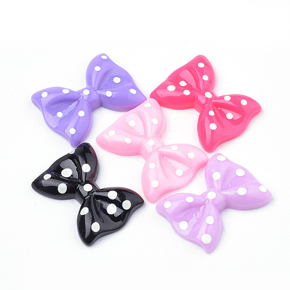 Кабошоны из смолы, бантом с горошек