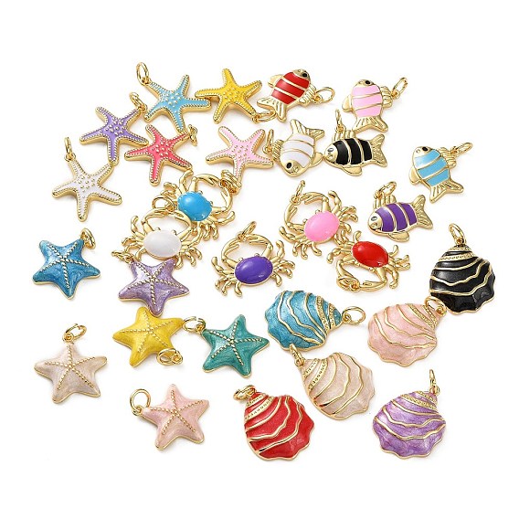 Подвески из морской латуни, реальный 18 k позолоченный, с эмалью, с целью перехода в кольце