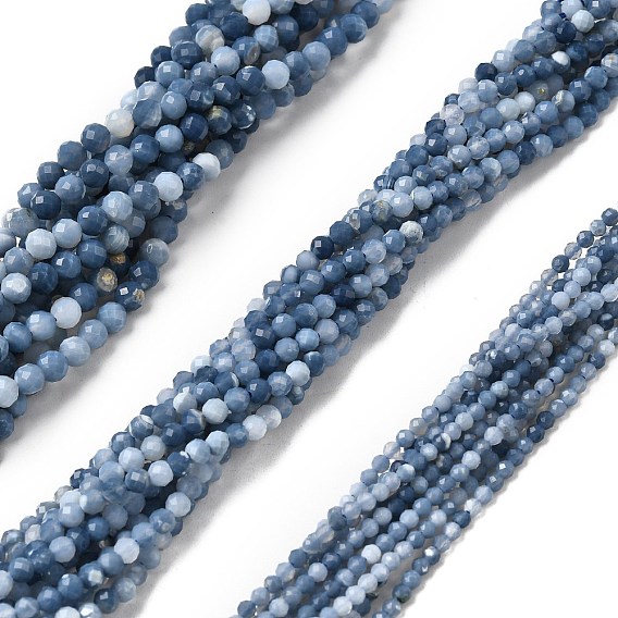 Натуральные синие опаловые бусы, граненые, круглые