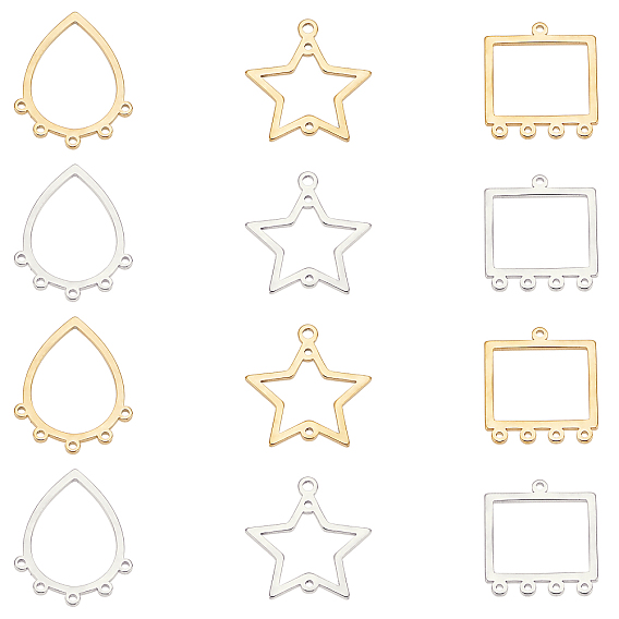 36 шт. 6 стиль звезда, прямоугольник и капля 201 компоненты люстры из нержавеющей стали ссылки, лазерная резка