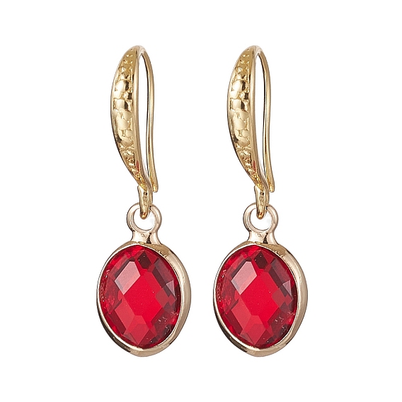 Oval Brass with Glass Pendants Dangle Earring for Women