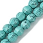 Окрашенные синтетические бирюзовые бусы нити, граненые, круглые