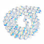 Electroplate Transparent Glass Beads Strands Faceted, Teardrop