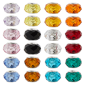 72шт 12 цвета стеклянные европейские бусины ручной работы, бусины с большим отверстием, серебро основные цвета латуни