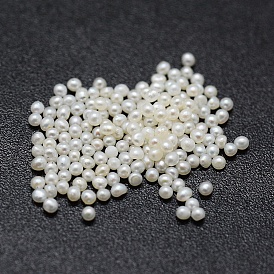 Natural Cultured Freshwater Pearl Beads, No Hole/Undrilled, Round