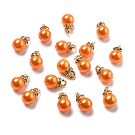 ABS Kunststoff Nachahmung Perlen Charms, mit Rhinestone Harz, runder Charme