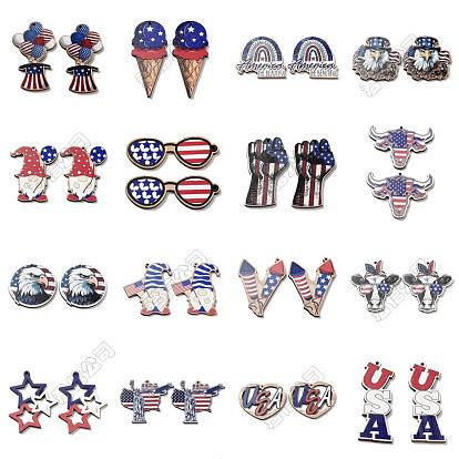 16 pcs 16 styles grands pendentifs en bois peint à la bombe