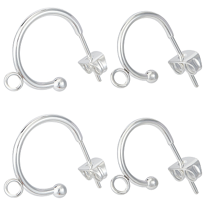 20шт. 2 размер 304 фурнитура для сережек-гвоздиков из нержавеющей стали, серьги-полукольца фурнитура с петлями, с латунной фрикционной ушной гайкой из 20 шт.