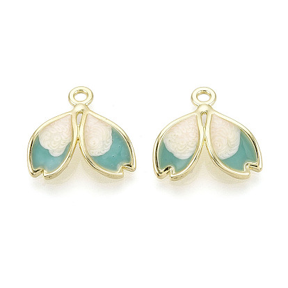 Подвески из эмали и сплава, для аксессуаров своими руками, два тона, лепесток, золотой свет, без свинца и без кадмия