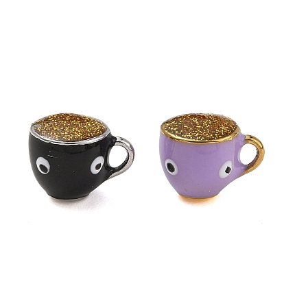 316 Stainless Steel & Sequins Enamel Charms, Coffee Cup Charms