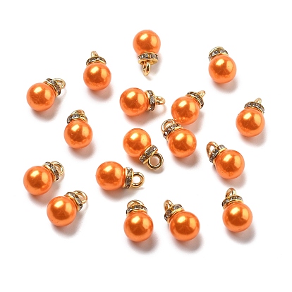 ABS Kunststoff Nachahmung Perlen Charms, mit Rhinestone Harz, runder Charme