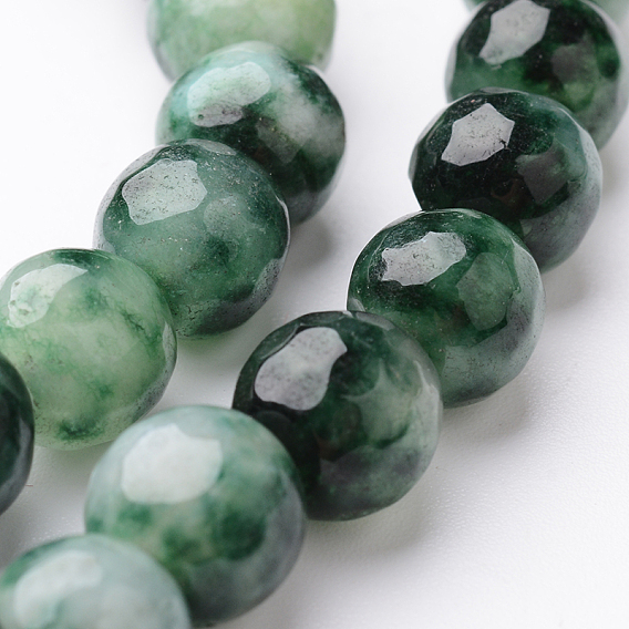Rond teint malaisie naturel brins jade perles, facette