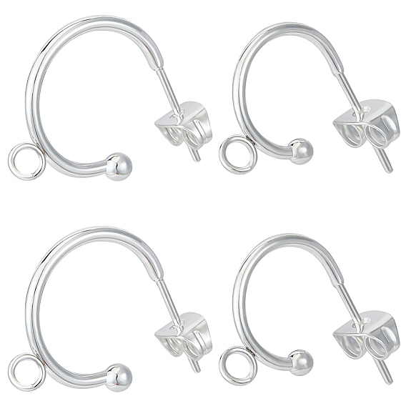 20шт. 2 размер 304 фурнитура для сережек-гвоздиков из нержавеющей стали, серьги-полукольца фурнитура с петлями, с латунной фрикционной ушной гайкой из 20 шт.