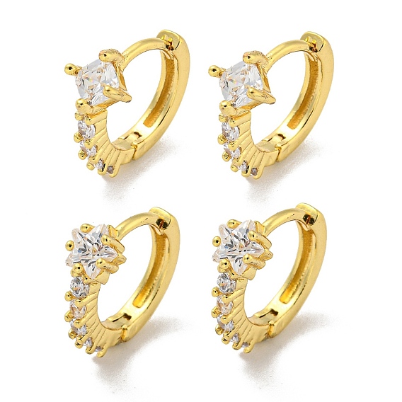 Серьги-кольца из латуни с микропаве из кубического циркония, реальный 18 k позолоченный