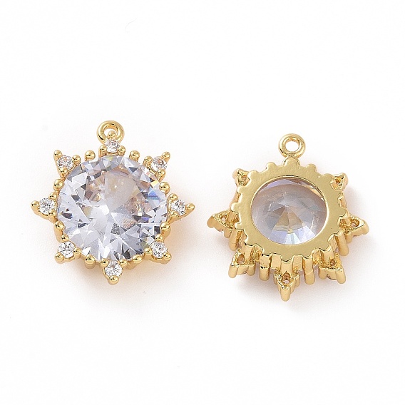 Латунные микропаве прозрачные подвески с фианитом, без кадмия, без никеля и без свинца, солнечный шарм