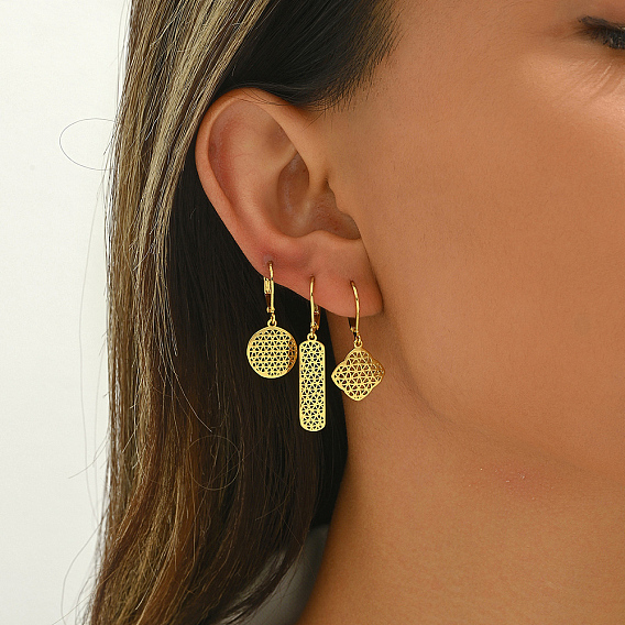 Полые серьги с застежкой-рычагом из латуни, реальный 18 k позолоченный