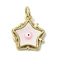 Evil Eye Enamel Shell Pendants, Brass Star Charms with Jump Rings, Real 18K Gold Plated