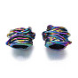 Rack Plating Rainbow Color Alloy European Beads, Large Hole Beads, Cadmium Free & Nickel Free & Lead Free, Column