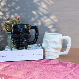 Halloween Porcelain 3D Skull Mug, for Home Decorations Birthday Gift