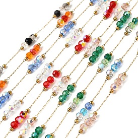 316 хирургические шариковые цепи из нержавеющей стали, со стеклянными и 304 нержавеющими бусинами, пайки, с катушкой, реальный 18 k позолоченный