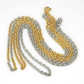 Trendy Unisex 201 Stainless Steel Cable Chain Necklaces, with Lobster Claw Clasps, 21.45 inch