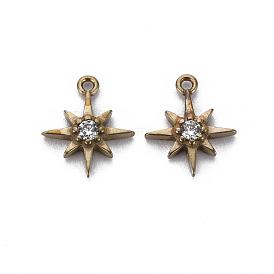 Breloques en laiton zircon cubique transparent, étoiles, sans nickel