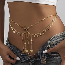 Сердце звезда железо и латунь и сплав кисточки двухслойные поясные цепи для бикини