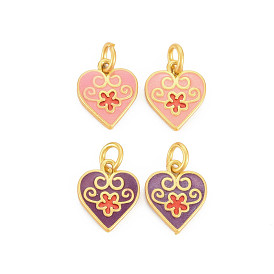 Rack Plating Alloy Enamel Charms, Long-Lasting Plated, Matte Style, Cadmium Free & Nickel Free & Lead Free, with Jump Rings, Heart