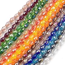 Transparent Electroplate Glass Beads Strands, Faceted, Oval