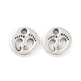 Tibetan Style Zinc Alloy Pendants, Flat Round with Foot, Lead Free & Cadmium Free, 11x2mm, Hole: 2mm, about 625pcs/500g