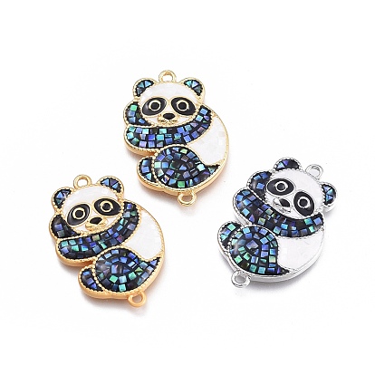 Соединители латунные эмалевые звенья, с натуральной белой раковиной и раковиной пауа / раковиной морского ушка, долговечный, панда, чёрные