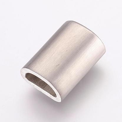 304 Stainless Steel Magnetic Clasps with Glue-in Ends, Ion Plating (IP), Rectangle, Frosted
