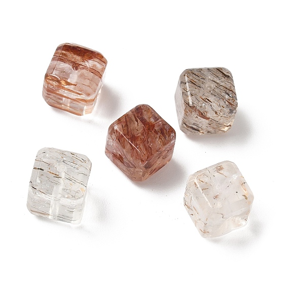 Натуральные золотые черные рутиловые кварцевые бусины, кубические