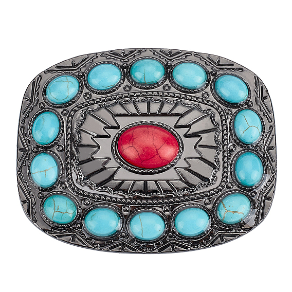 1Boucles rectangulaires en alliage et turquoise synthétique, pour le cerclage des sacs, accessoires du vêtement, gris anthracite