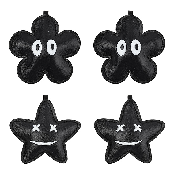 4 шт. 2 стили подвески из искусственной кожи, цветок и звезда