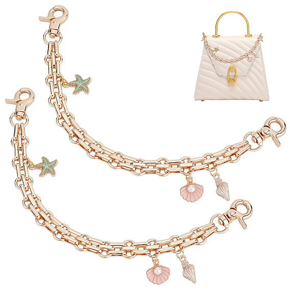 2 шт., удлинители ремешка для кошелька из сплава с морской тематикой, морская звезда и раковина, с железной цепью, принадлежности для изготовления кошельков