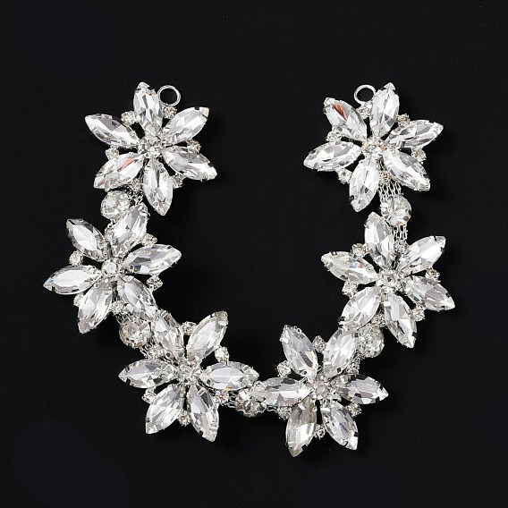 Shiny Flower Crystal Rhinestone Trim, Flexible Sewing Crafts Bridal Costume Embellishment, for DIY Shoes, Belt, Bag, Hat, Hairband
