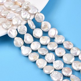 Natural Keshi Pearl Beads Strands, Cultured Freshwater Pearl, Baroque Pearls, Flat Round