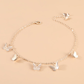 Латунные цепочные браслеты с подвесками для женщин, бабочка