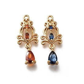 Латунные микро проложить кубического циркония подвески, без кадмия, без никеля и без свинца, , реальный 18 k позолоченный