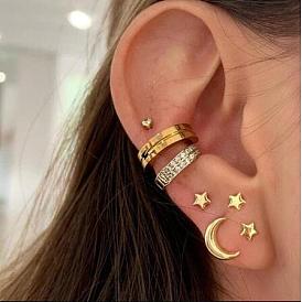 Creative minimalist non-pierced ear clip alloy star moon earrings set 7 pieces.