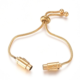Vacuum Plating 304 Stainless Steel Slider Bracelet/Bolo Bracelet Making, with Snake Chains and Clasp