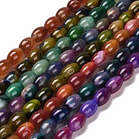 Natural Agate Beads Strands, Bongo Shape, Dyed & Heated, Drum