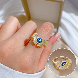 Adjustable Butterfly Eye Zircon Ring - Simple Japanese Style Couple Ring.