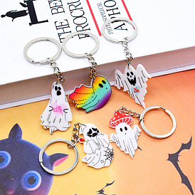 Halloween ghost series key chain fun acrylic personality cartoon rainbow ghost pendant ornaments