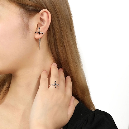 Серьги-гвоздики из сплава со стразами для женщин, кинжал очарование