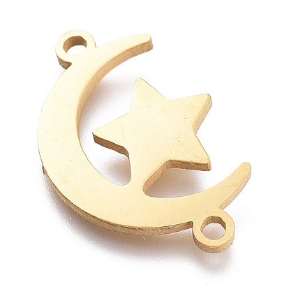 304 Stainless Steel Links Connectors, Laser Cut, Moon With Star