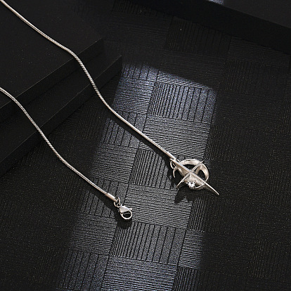 Titanium Steel Moon & Cross Pendant Necklace