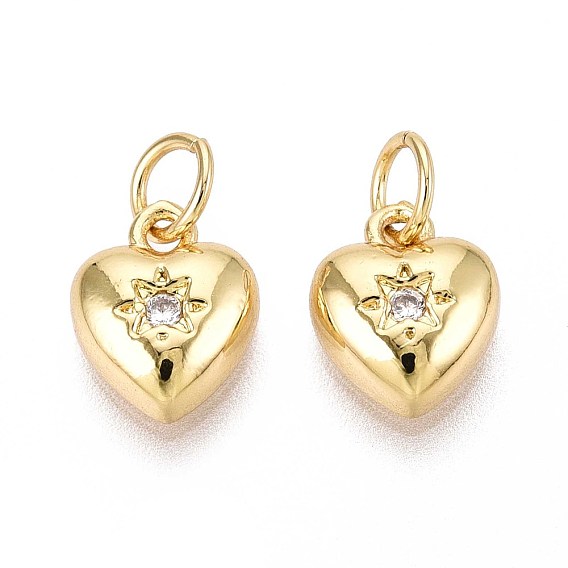 Латунные микро проложить кубического циркония прелести, с целью перехода в кольце, без никеля , Сердце звездочкой, прозрачные