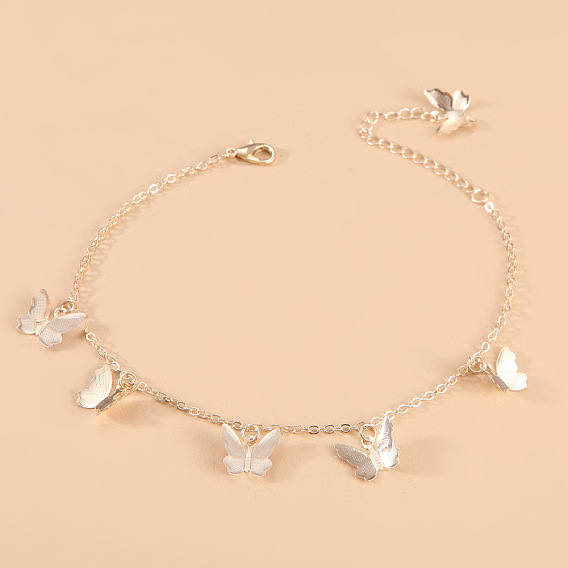 Латунные цепочные браслеты с подвесками для женщин, бабочка